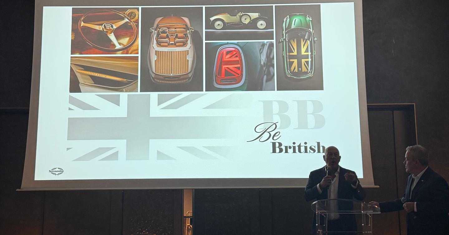 Sunseeker presenting their 'Be British' branding of the motor yacht 40M at Cannes Yachting Festival 2025
