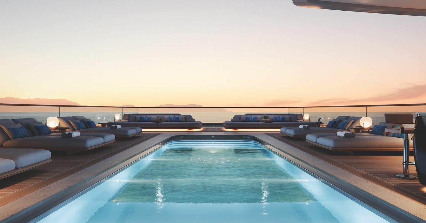 Rendering of Feadship Superyacht Hive infinity pool