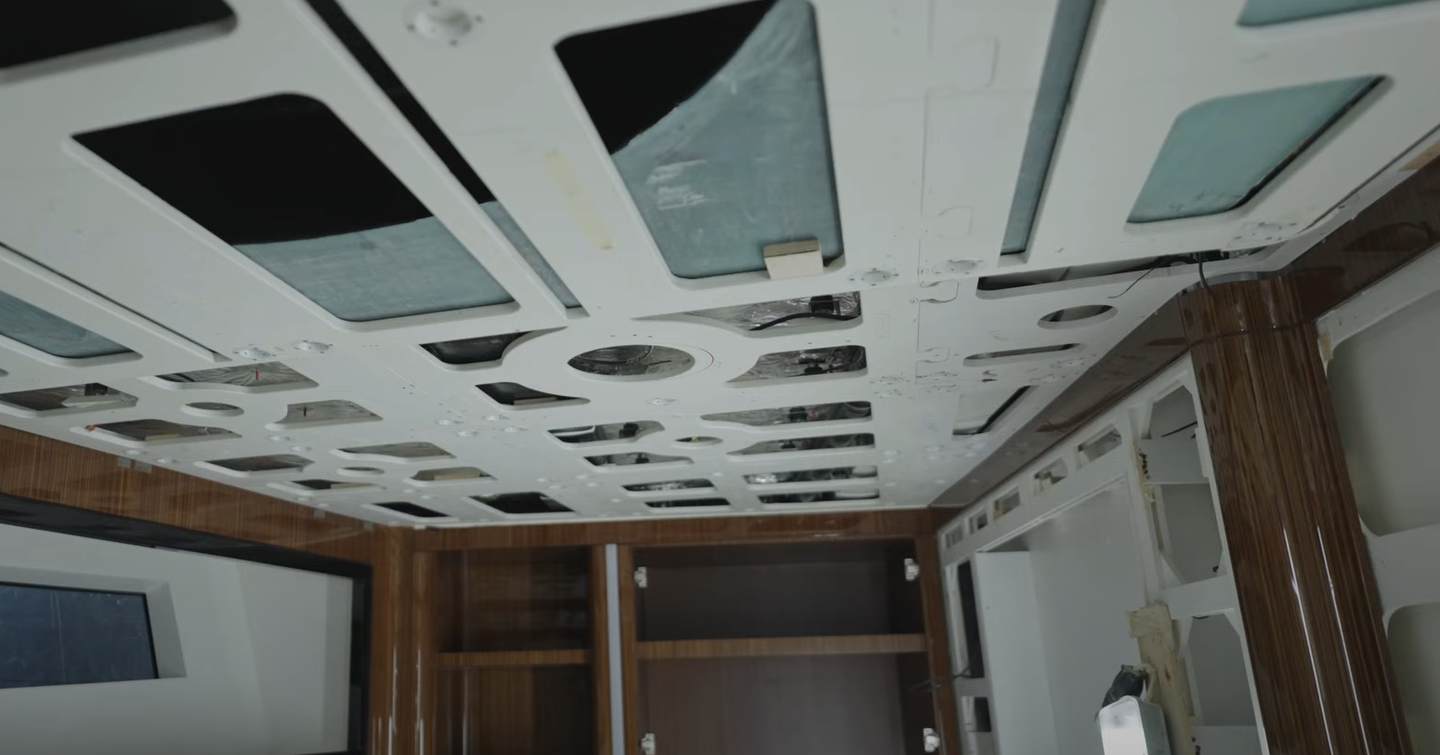 Ceiling of First Lazzara UHV100 motor yacht under construction