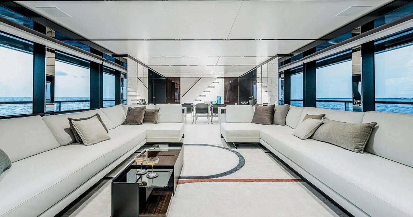 Riva motor yacht Janus Navem main saloon lounge 