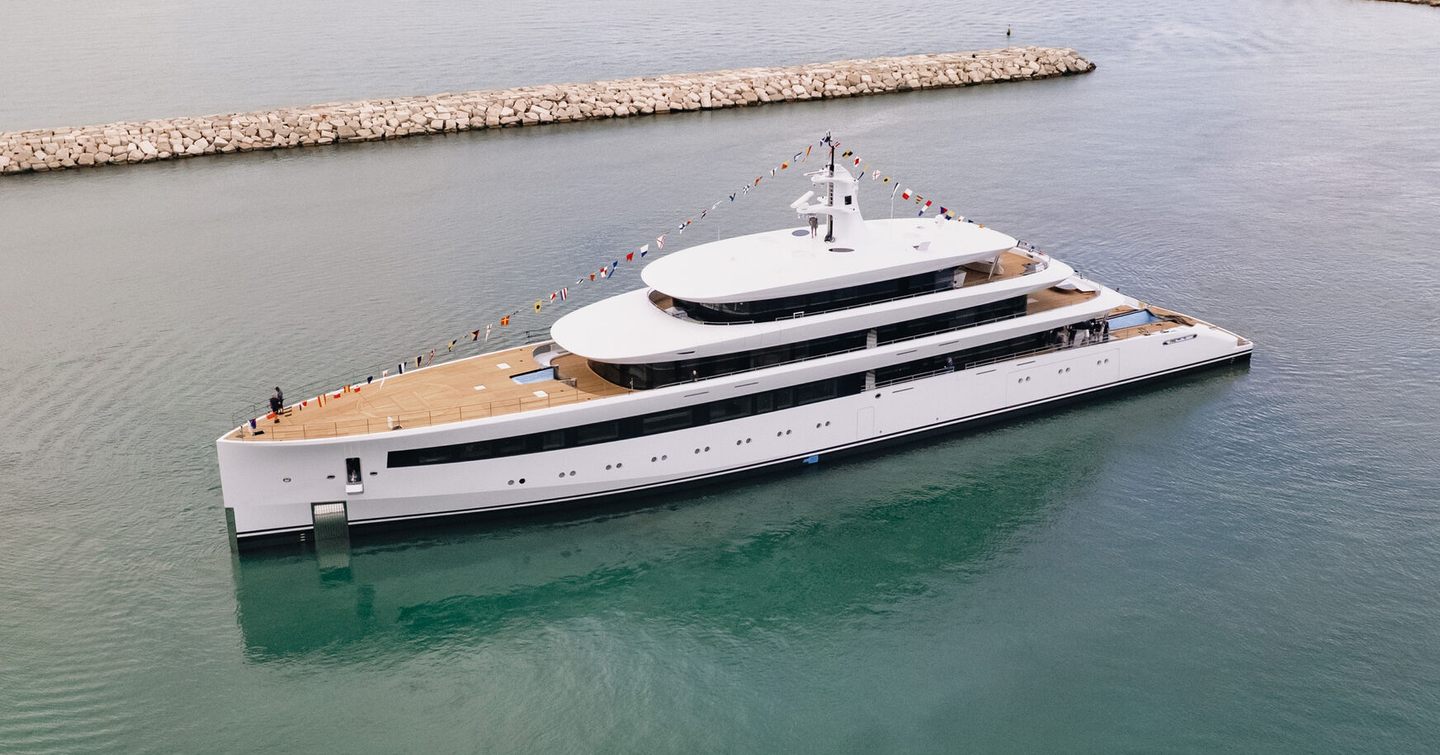 Superyacht Belita on water at launch