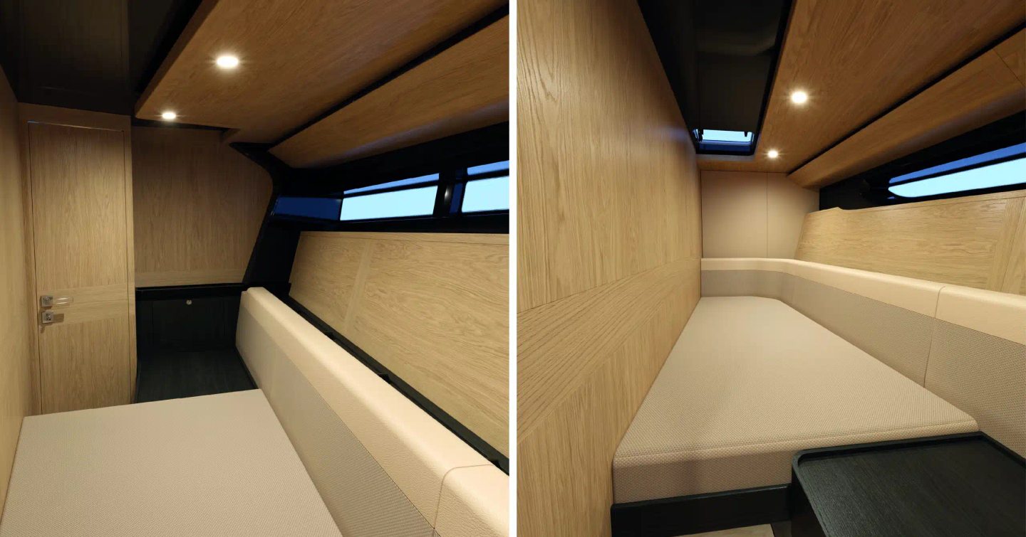 Rendering of Windy Boats SR53 Tender twin cabin layout 