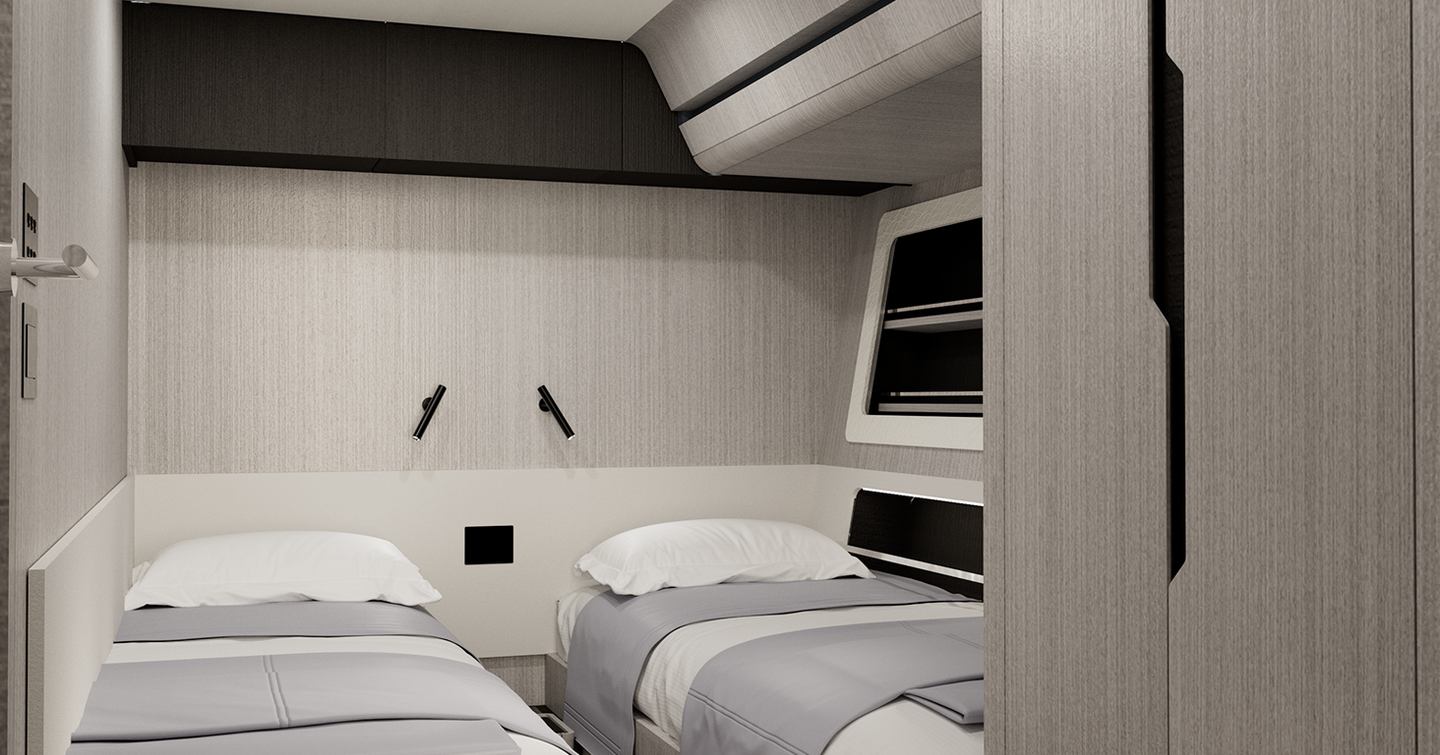 Rendering of twin room in new Sirena 60 