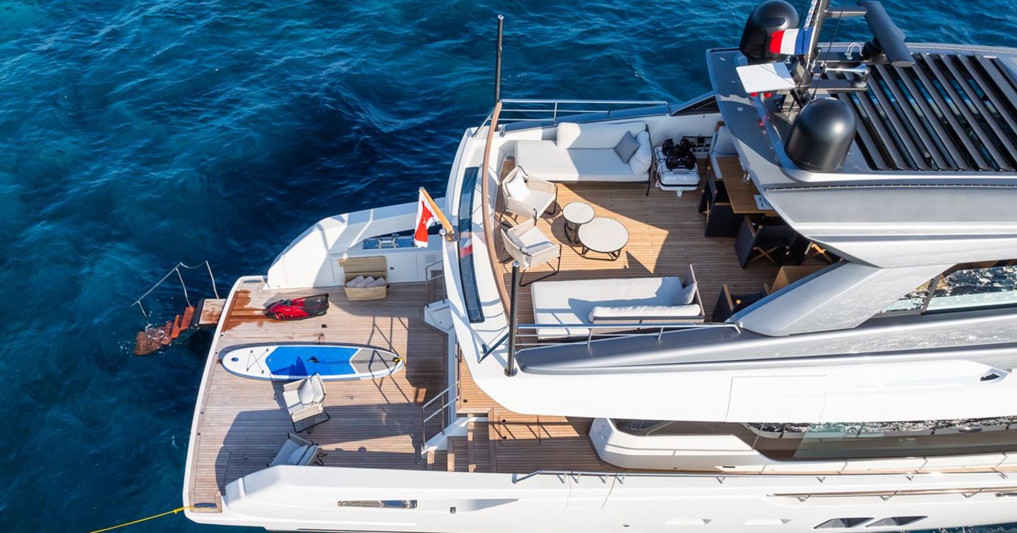 Aerial view of Motor yacht Fitline  stern