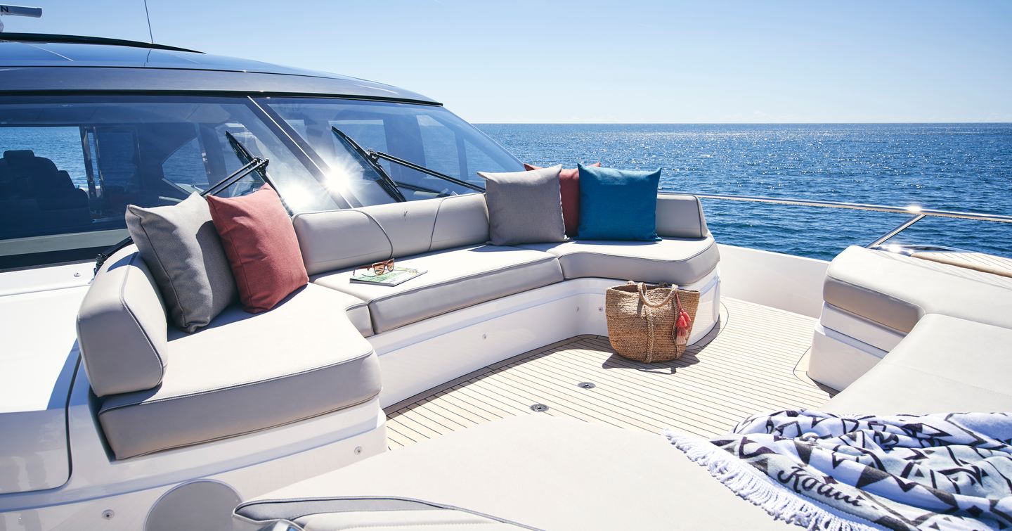 forward cockpit on the Princess V78 Yacht