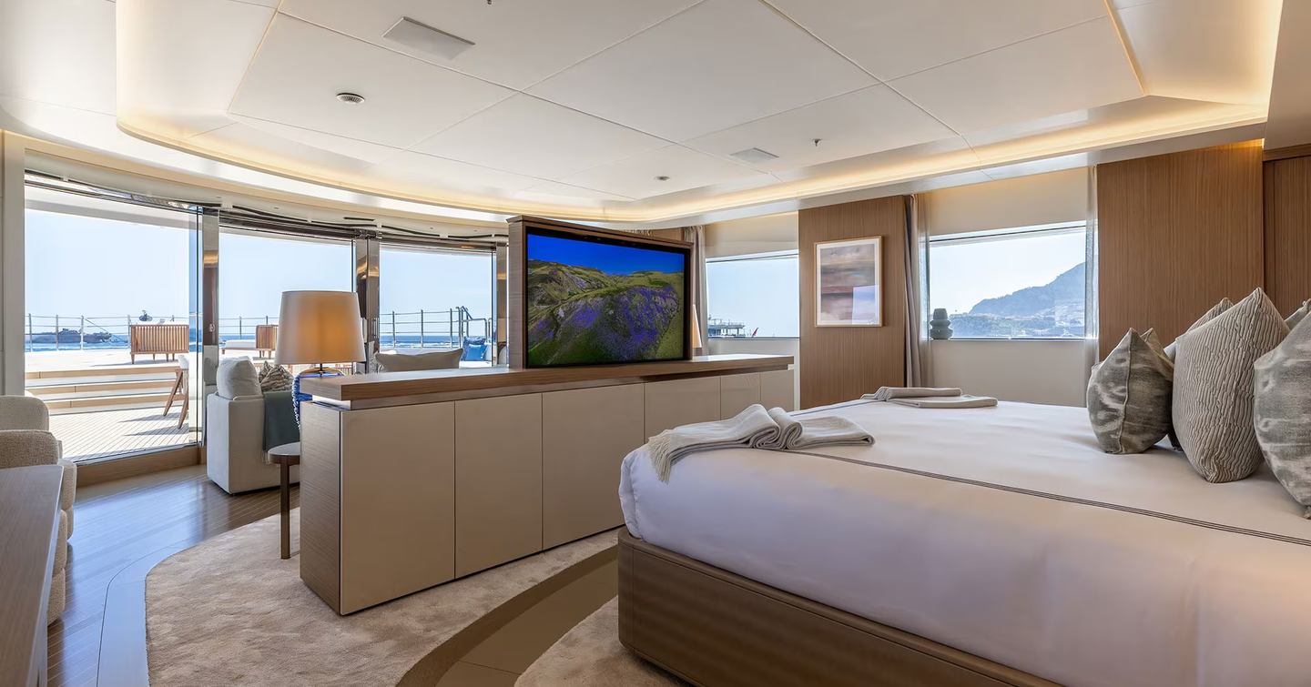Superyacht Afla master cabin post-refit