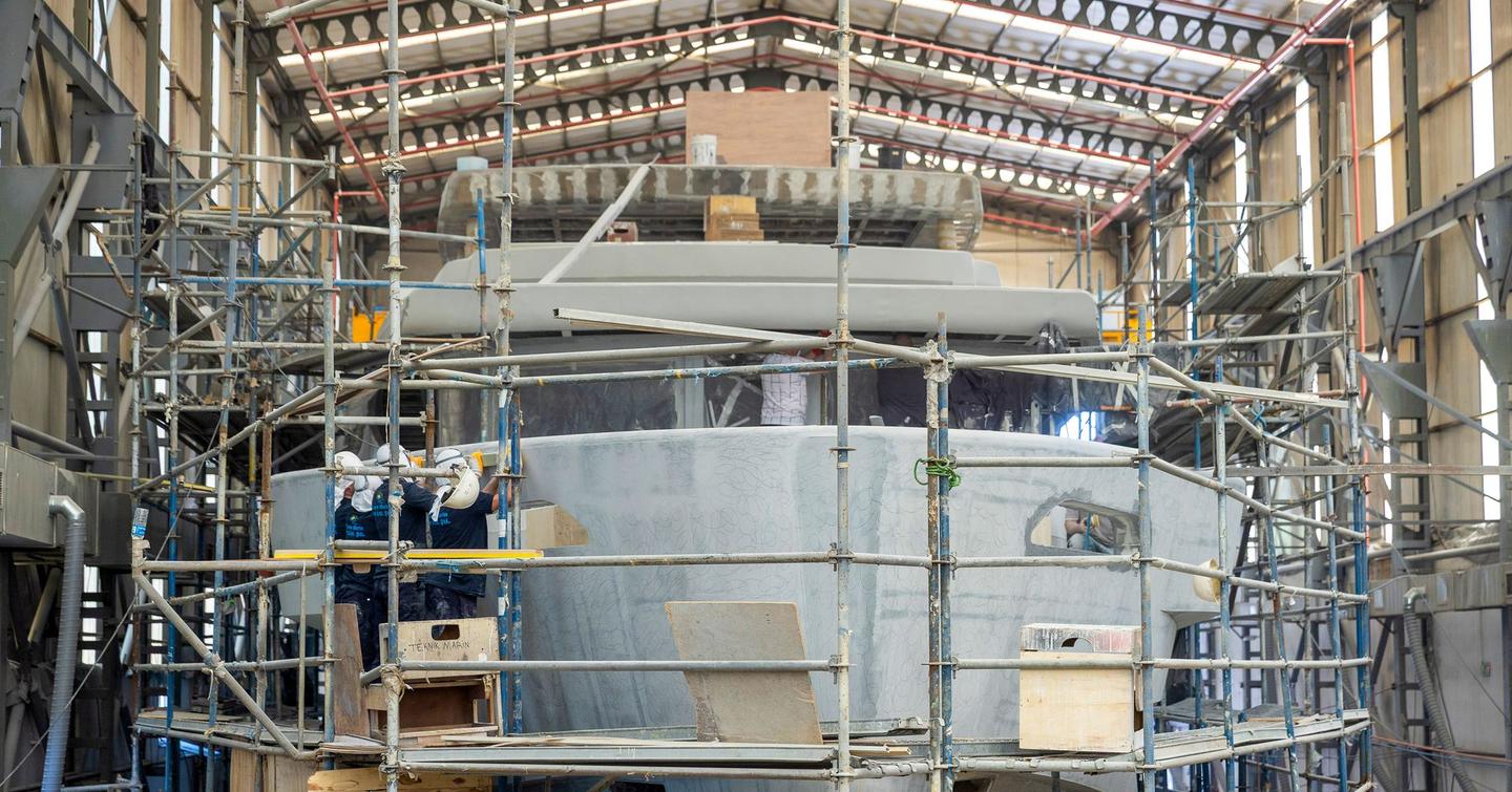 First GX42 Superyacht bow under construction