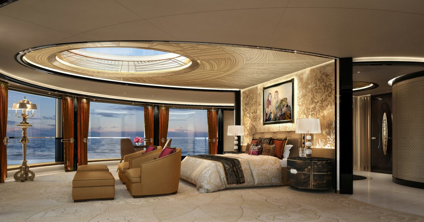 Rendering of superyacht master cabin