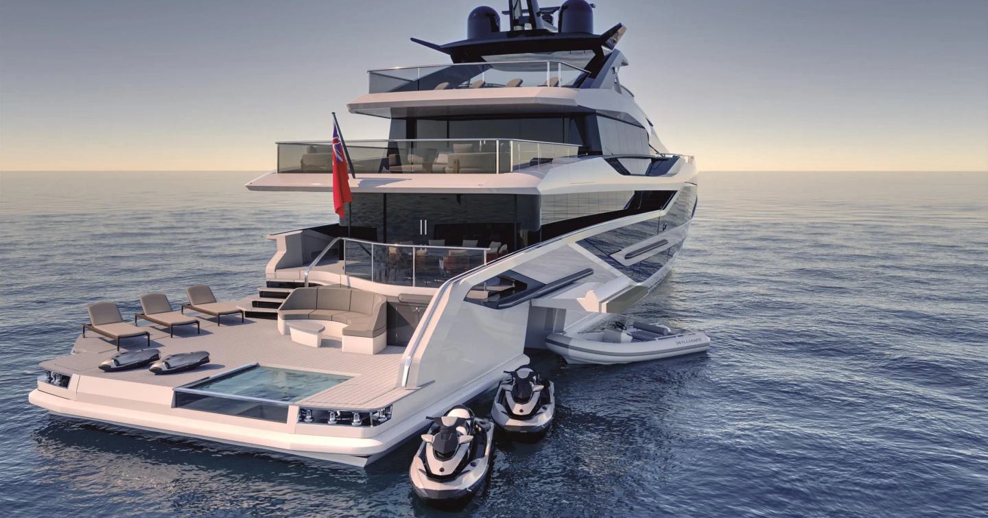 Rendering of Sunseeker Ocean 460 aft and beach deck