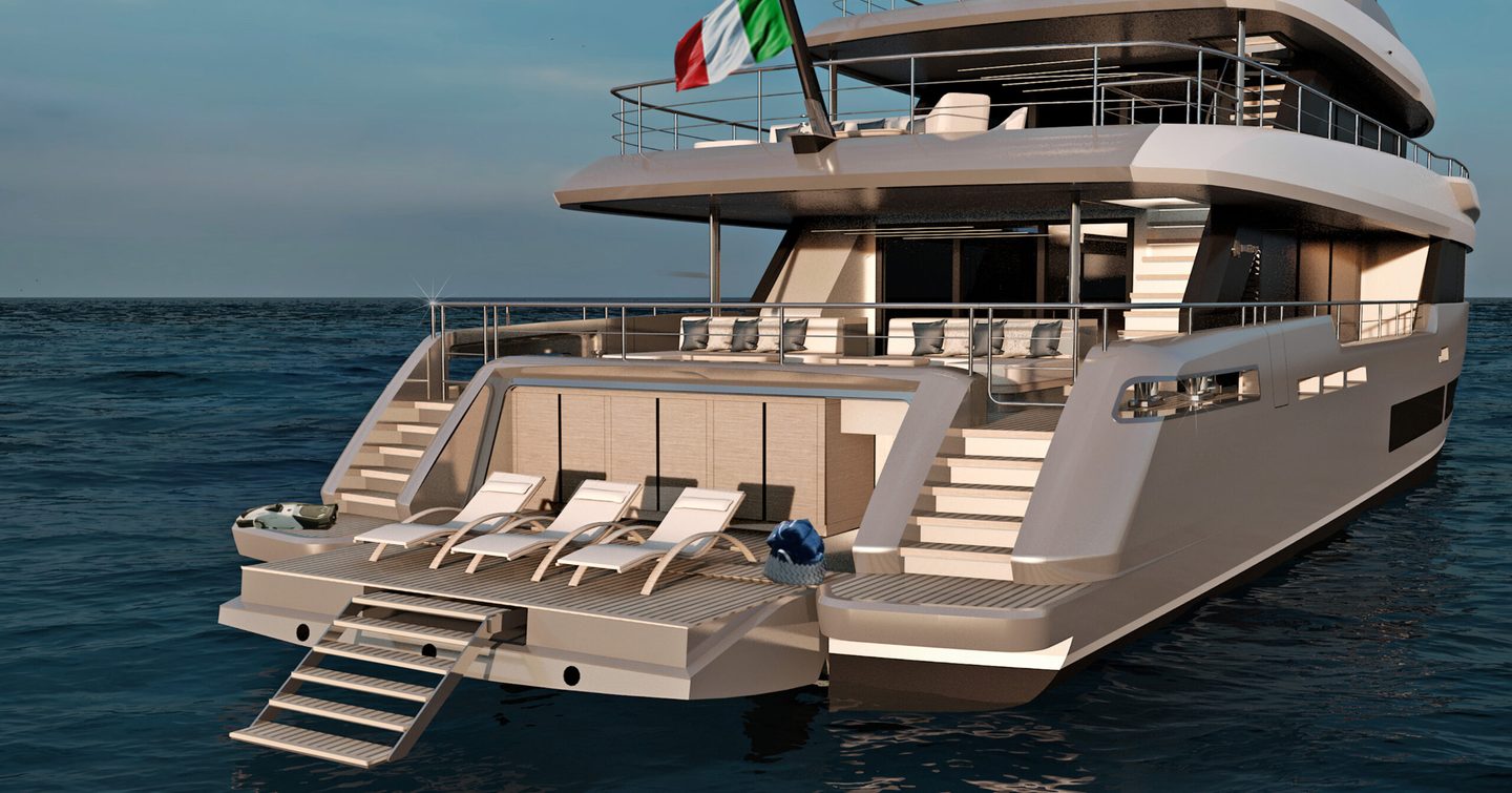 The Atlante 35 Classic beachclub features ample space for relaxation