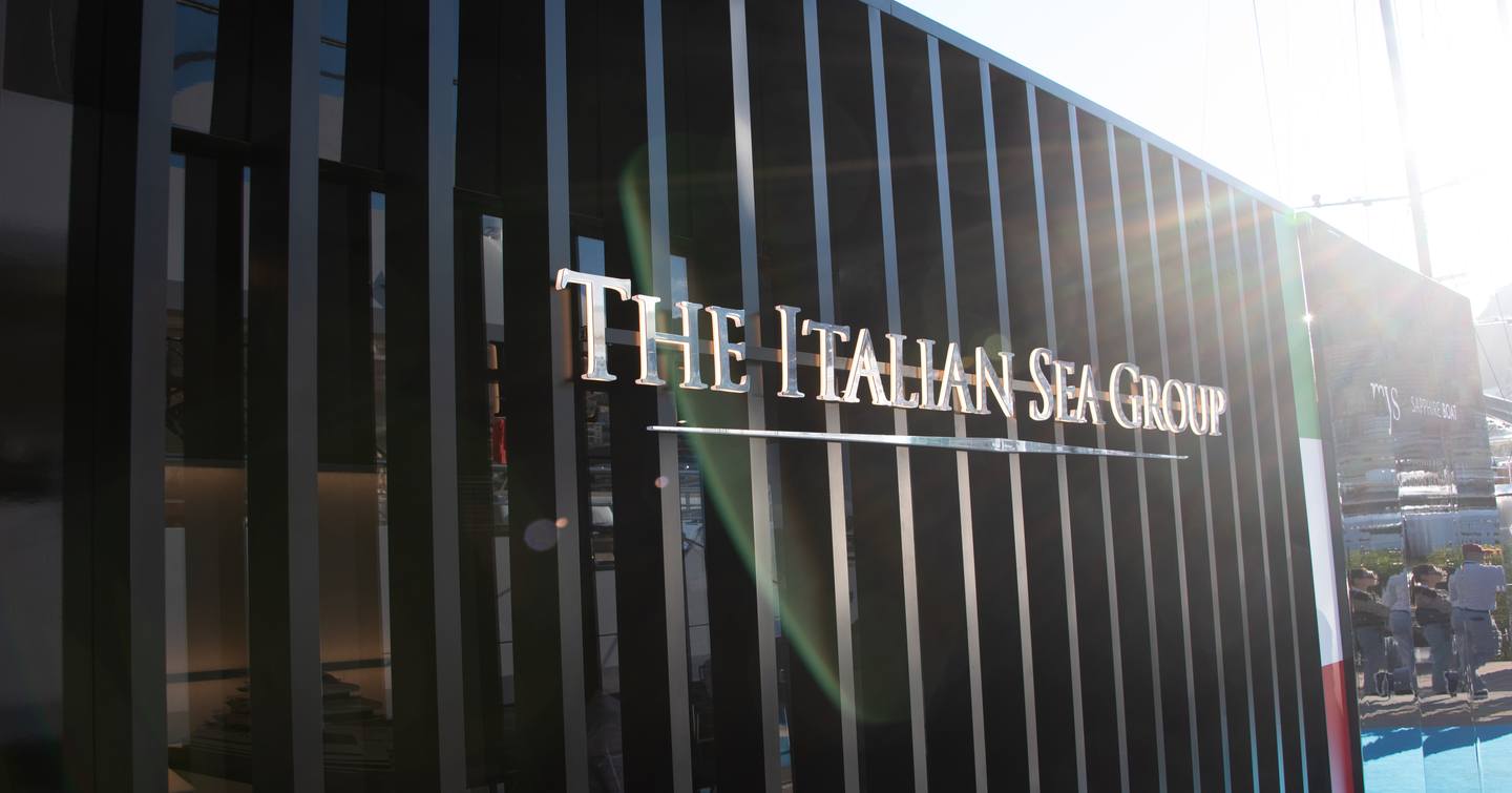 The Italian Sea Group sign at yacht show 
