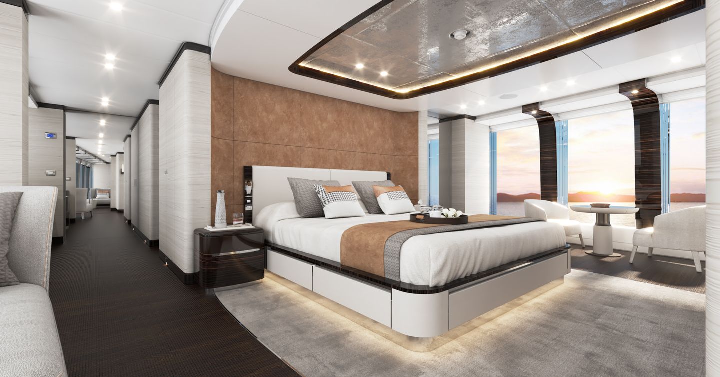 Rendering of Superyacht Orion master cabin
