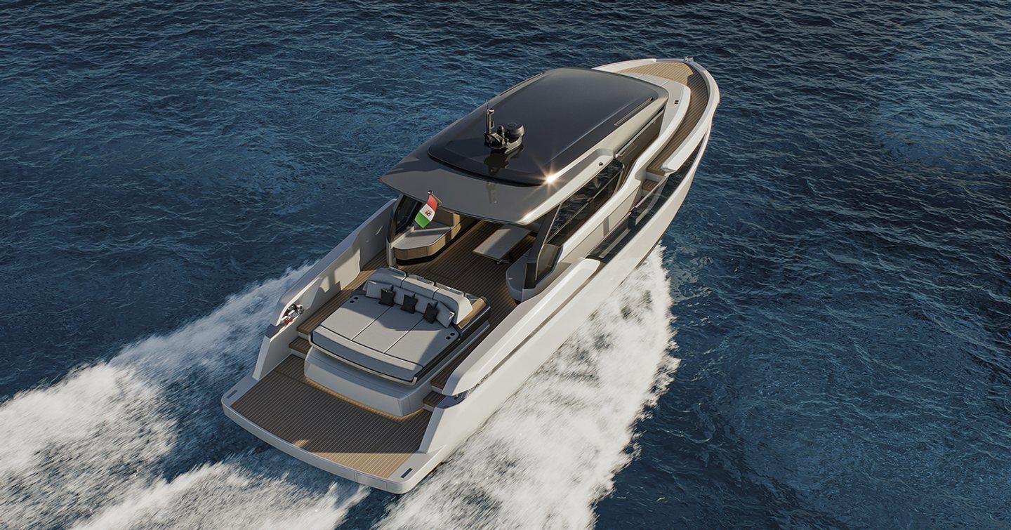 Rendering of Extra X56 yacht under way