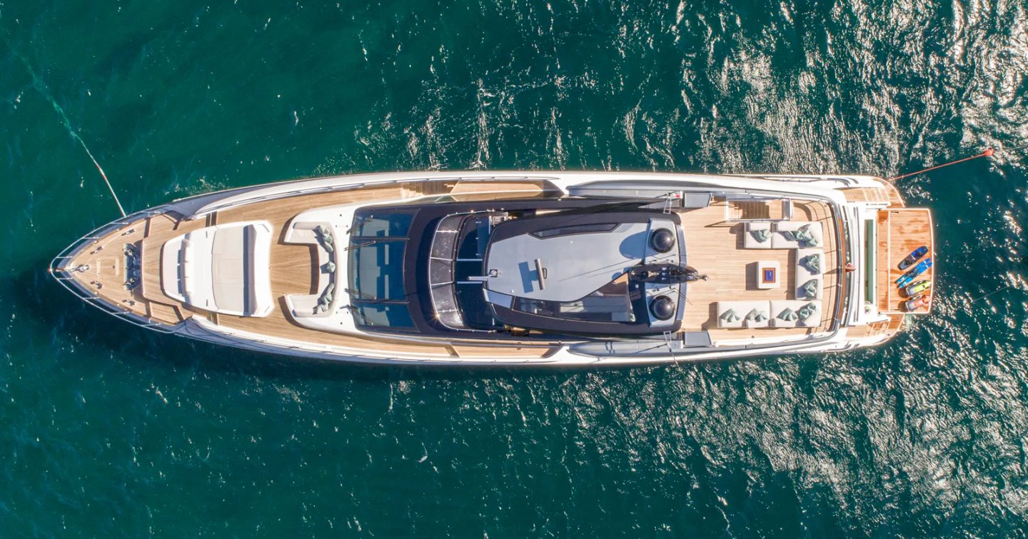 Aerial view of Superyacht Elysium I at anchor