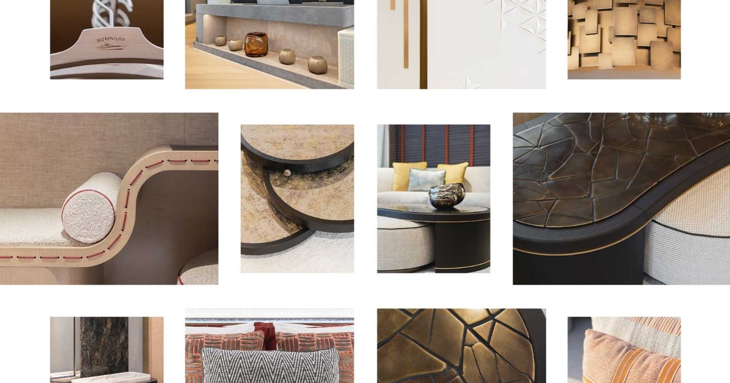 Collage of materials used in Superyacht Somnium