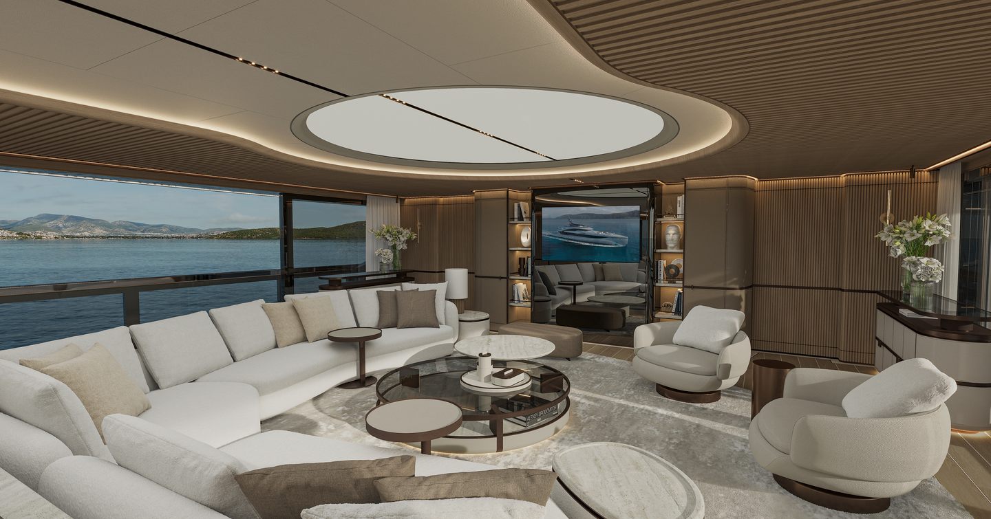 Rendering of ISA Yachts Granturismo 66 Superyacht skylounge