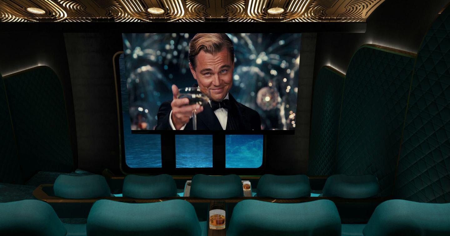 Rendering of Superyacht Kismet indoor cinema