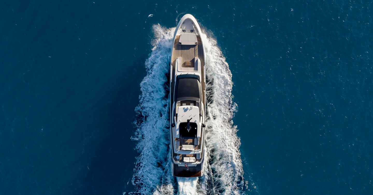 Aerial view of Ocean Alexander Superyacht 35 Puro/02  under way 