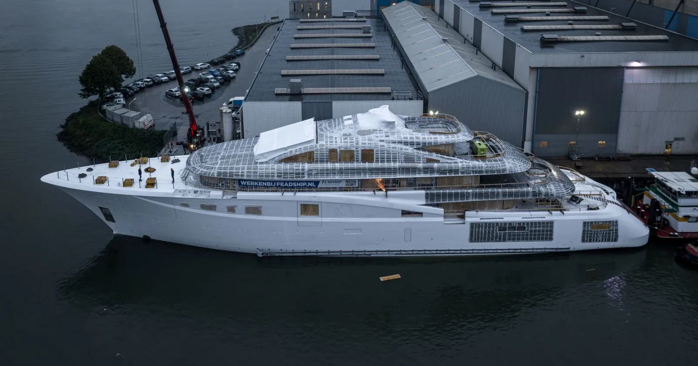 Construction of Superyacht Project 714 before outfitting