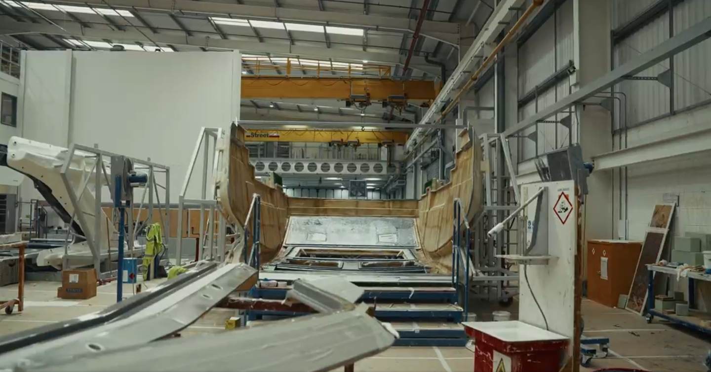 Fairline Targa 58 GTO motor yacht construction in shipyard 