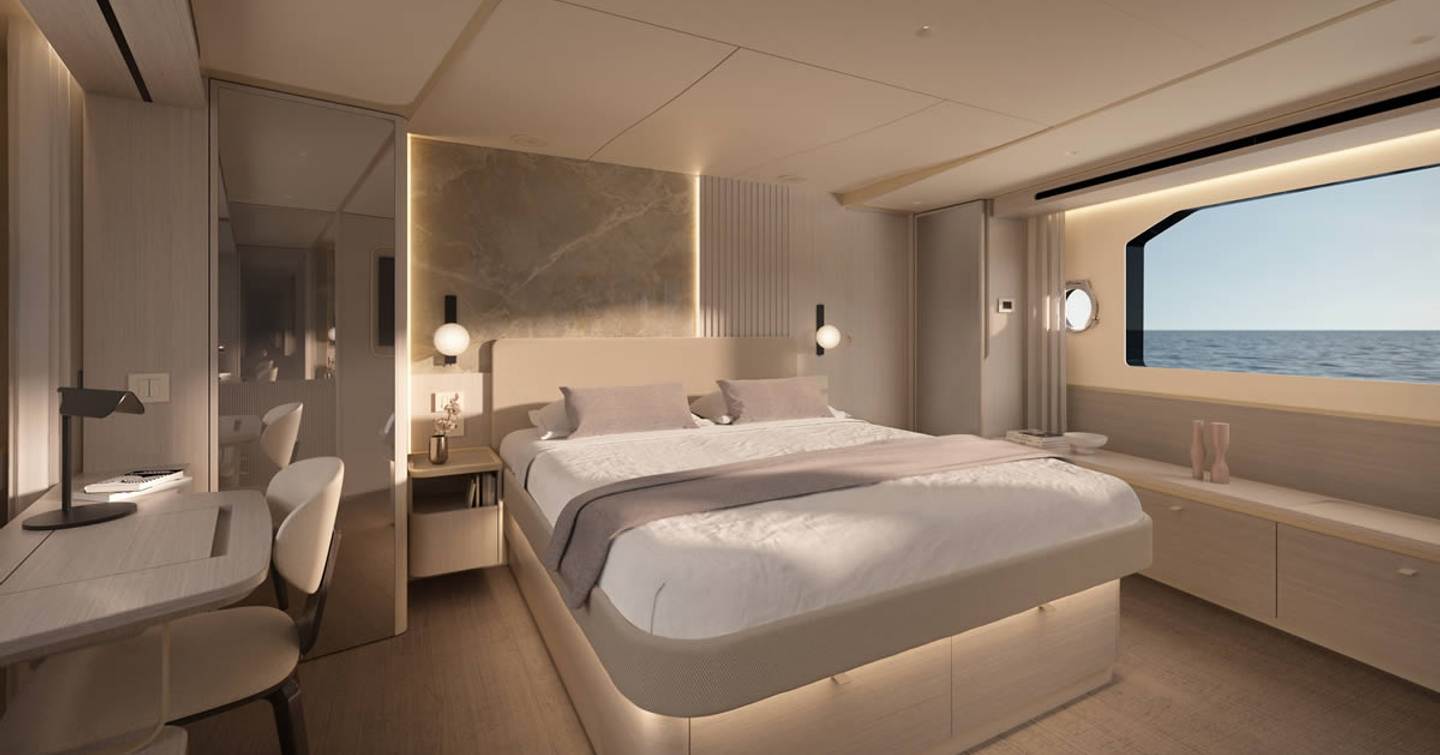 Rendering of Absolute 70 FLY Boat master cabin