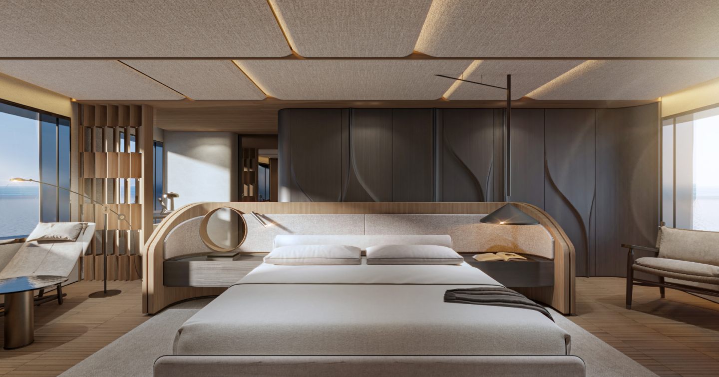 Rendering of Bellini Yacht Eternal 36 motor yacht master cabin