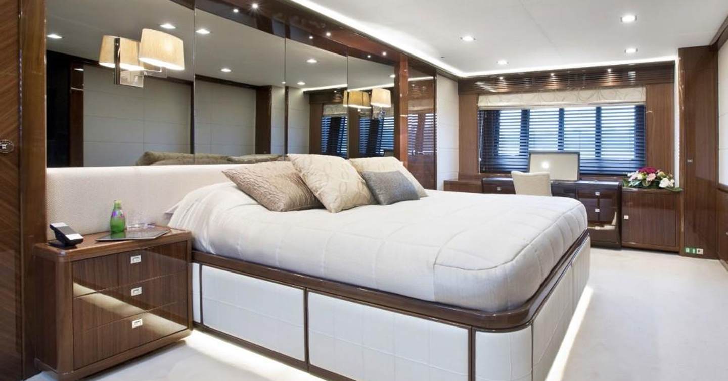 Princess motor yacht Mira master cabin with large window 