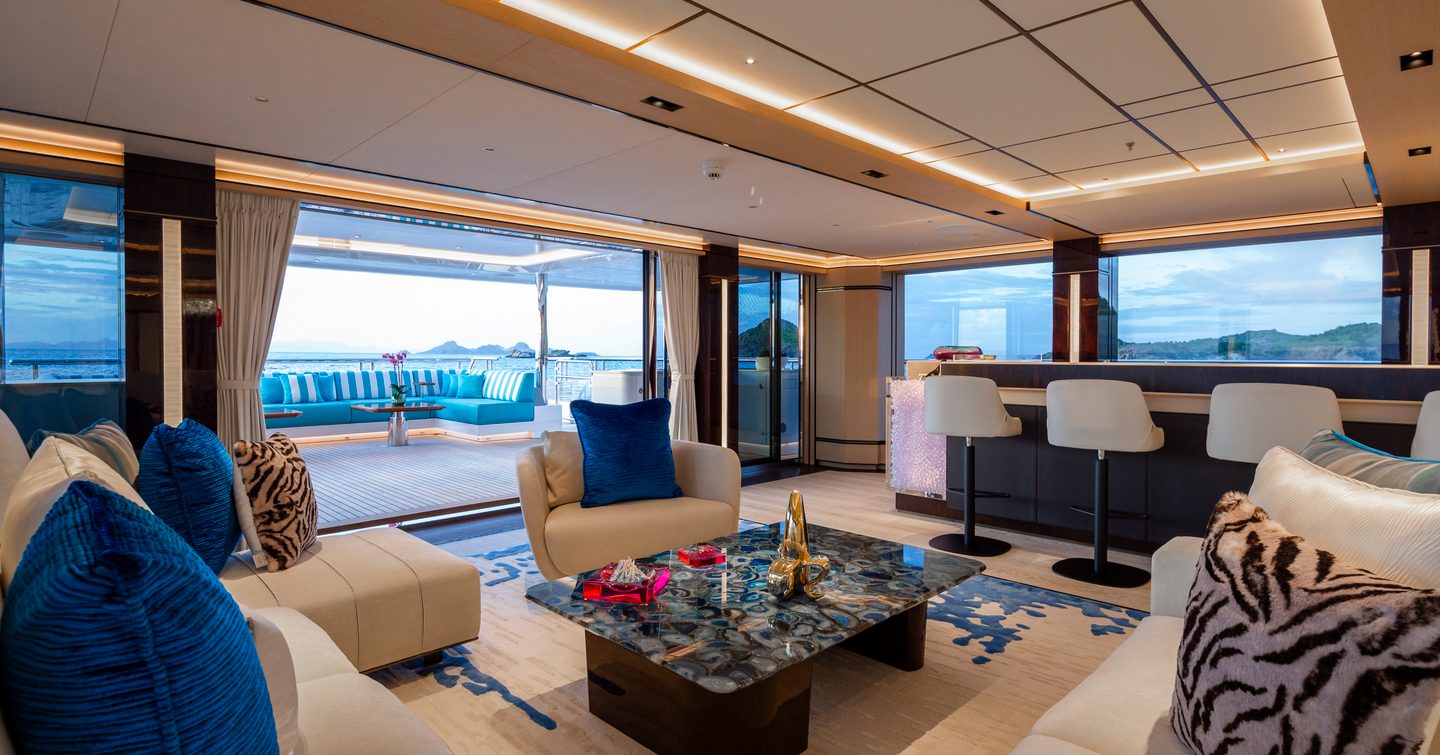 Superyacht Asia's main saloon lounge seating area