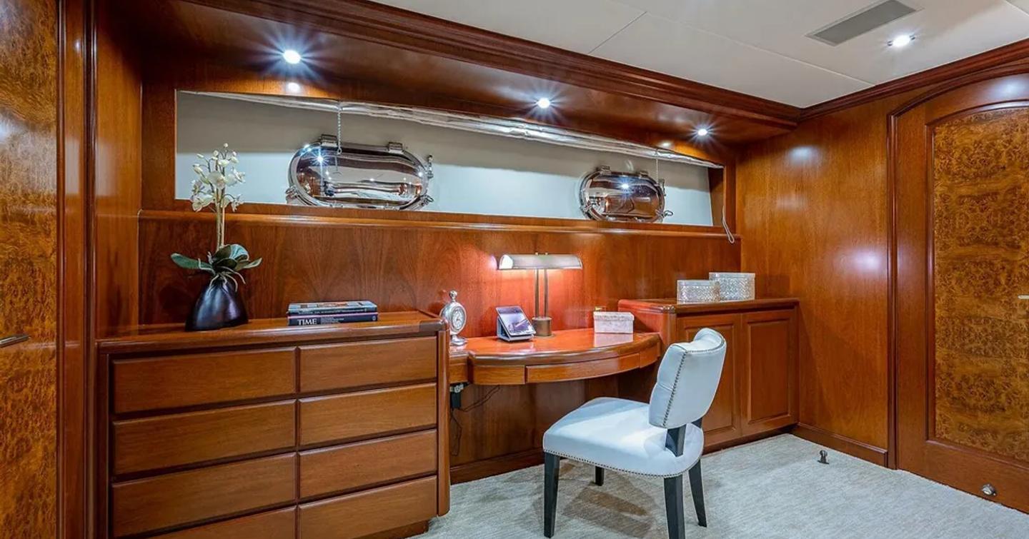 Superyacht La Sirena's owner's stateroom office 