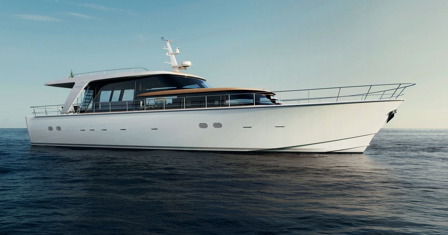 Rendering of Sanlorenzo SHE motor yacht at anchor