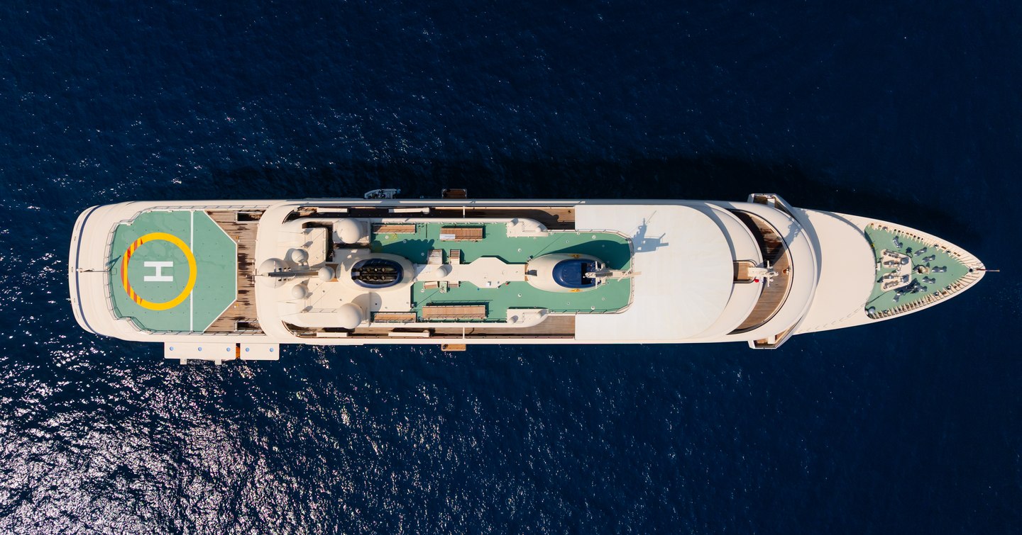 First ever Birds eye view of superyacht Al Said with helipad