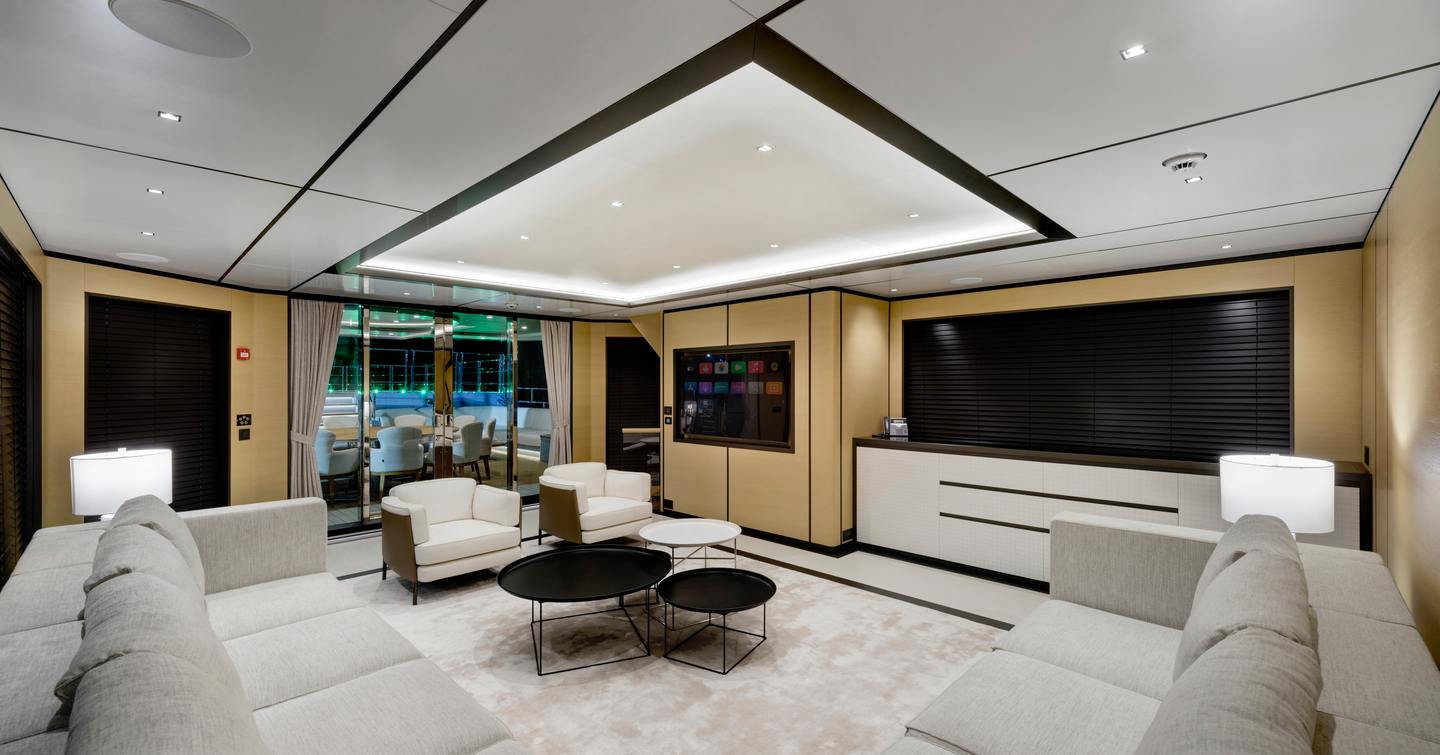 Superyacht Limerence's interior seating area