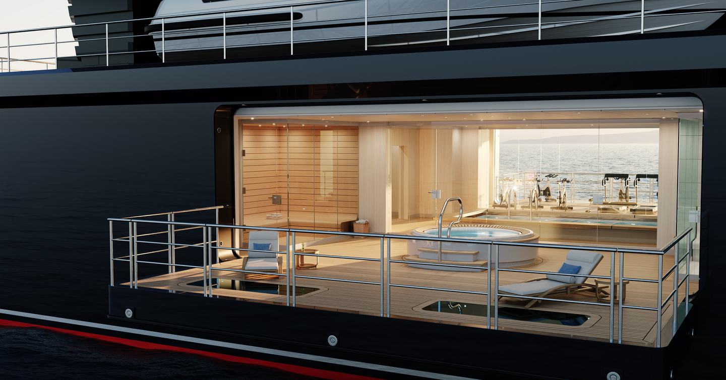  Damen Yachting SeaXplorer 105s folding terrace starboard wellness spa