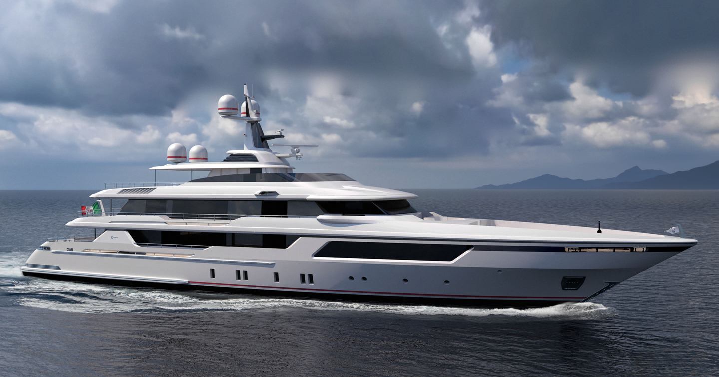 Rendering of Codecasa 57 superyacht under way 
