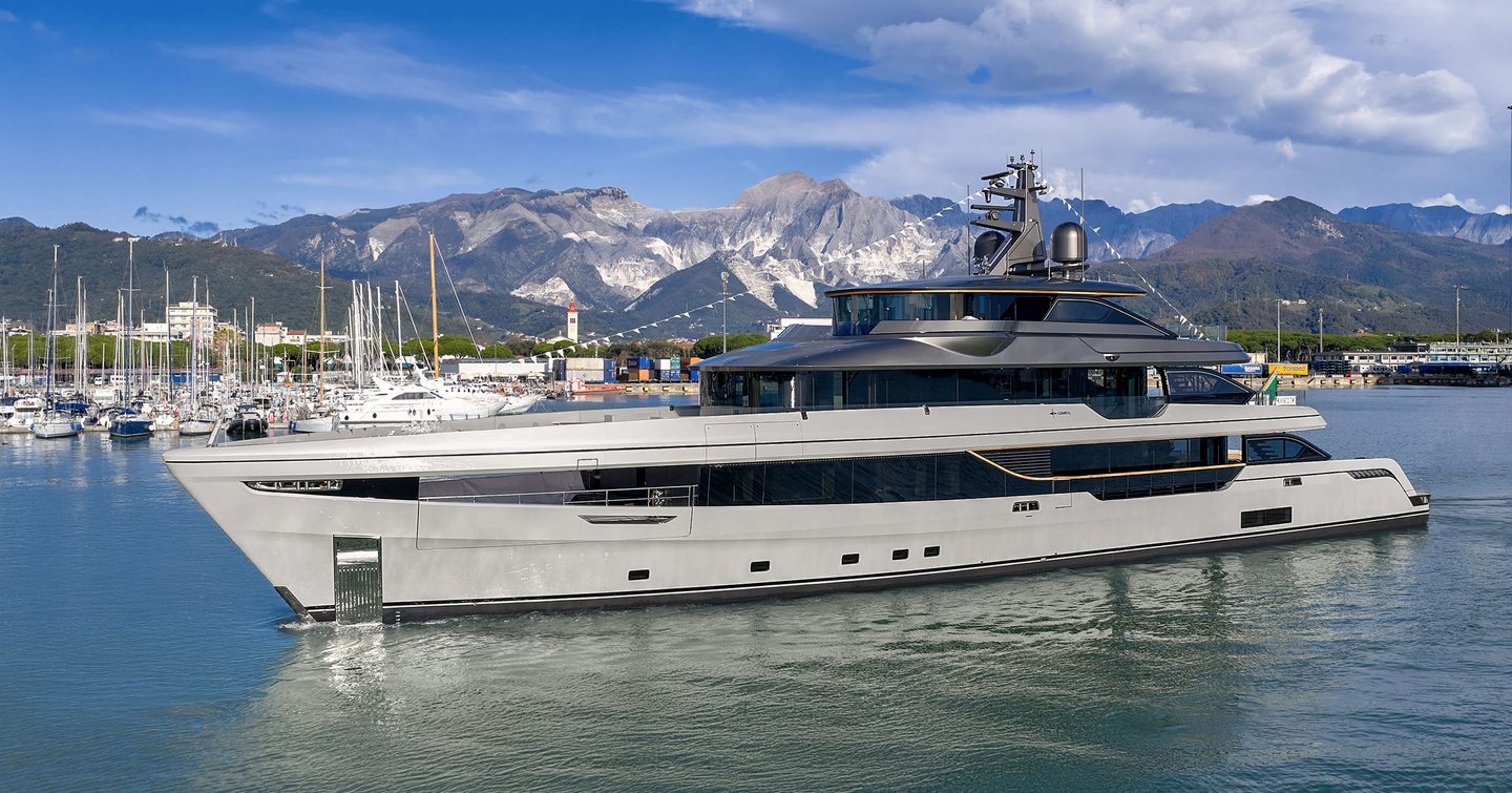 First Admiral Panorama 50 superyacht at launch with bunting