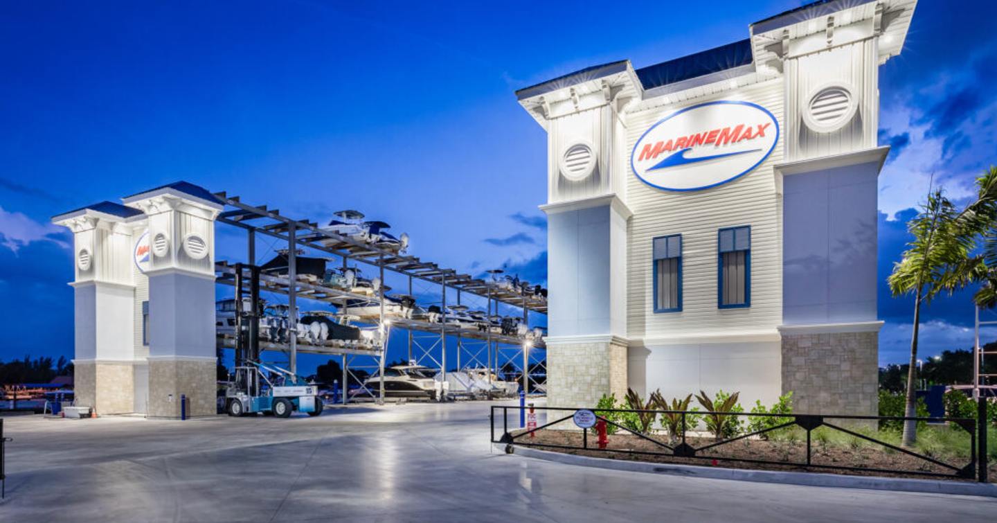 MarineMax logo on building 