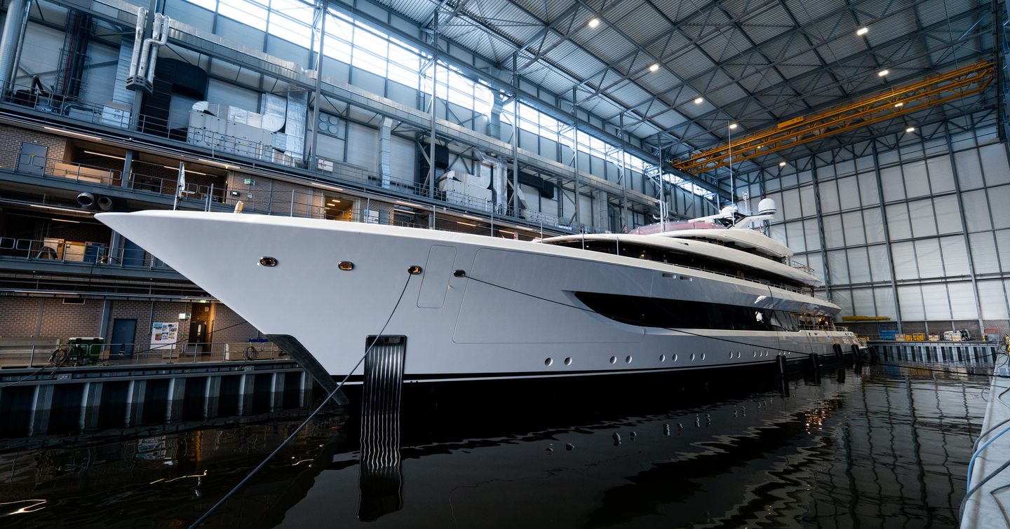 Feadship Project 827 inside shed