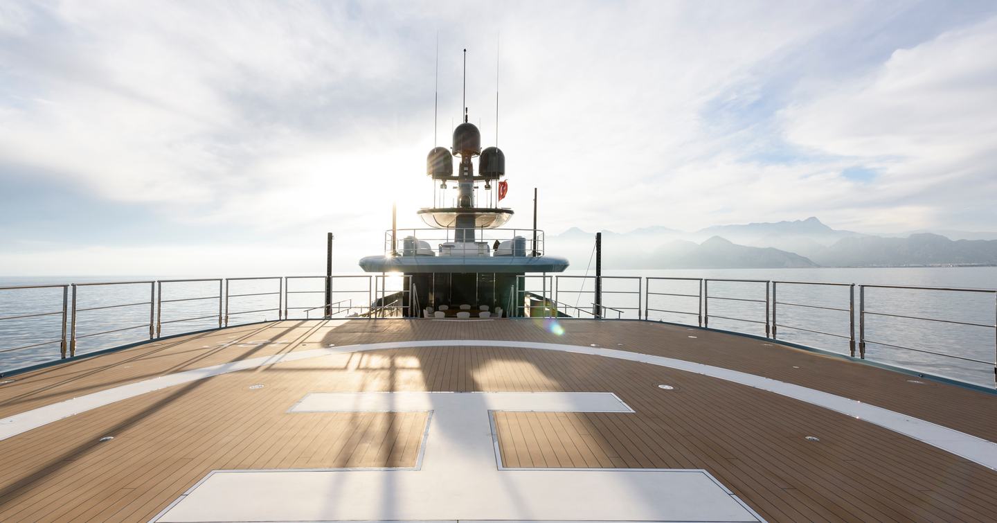 Close up of Superyacht Limerence's helipad