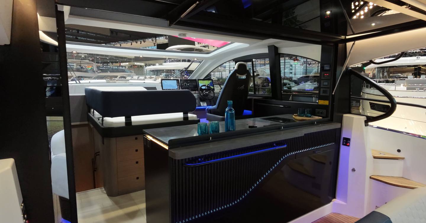 The galley also forms a bar in the cockpit 