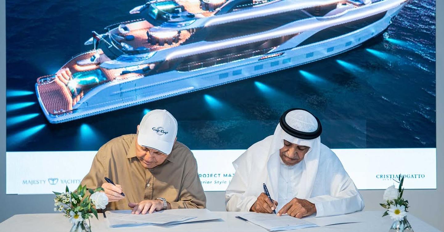 Gulf Craft’s Chairman, Mohammed Hussein Alshaali,unveiling the Majesty 145