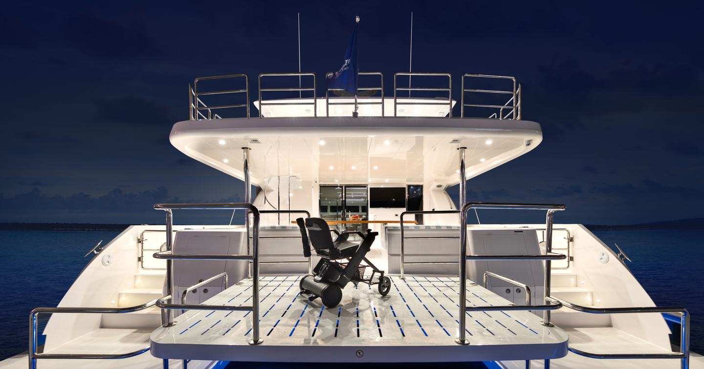 Horizon PC68A catamaran at anchor stern view 
