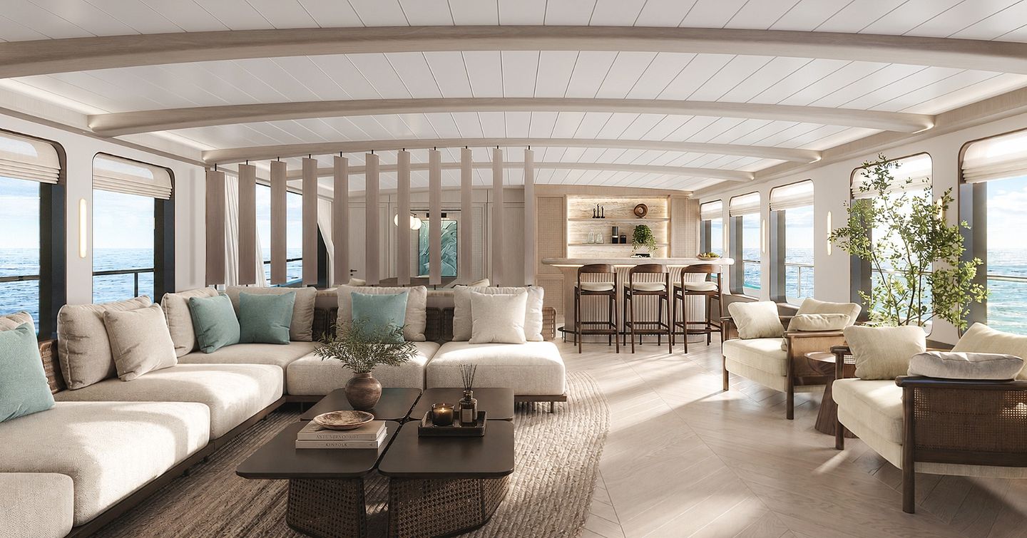 Sturge & Toth numarine main saloon with blue details 