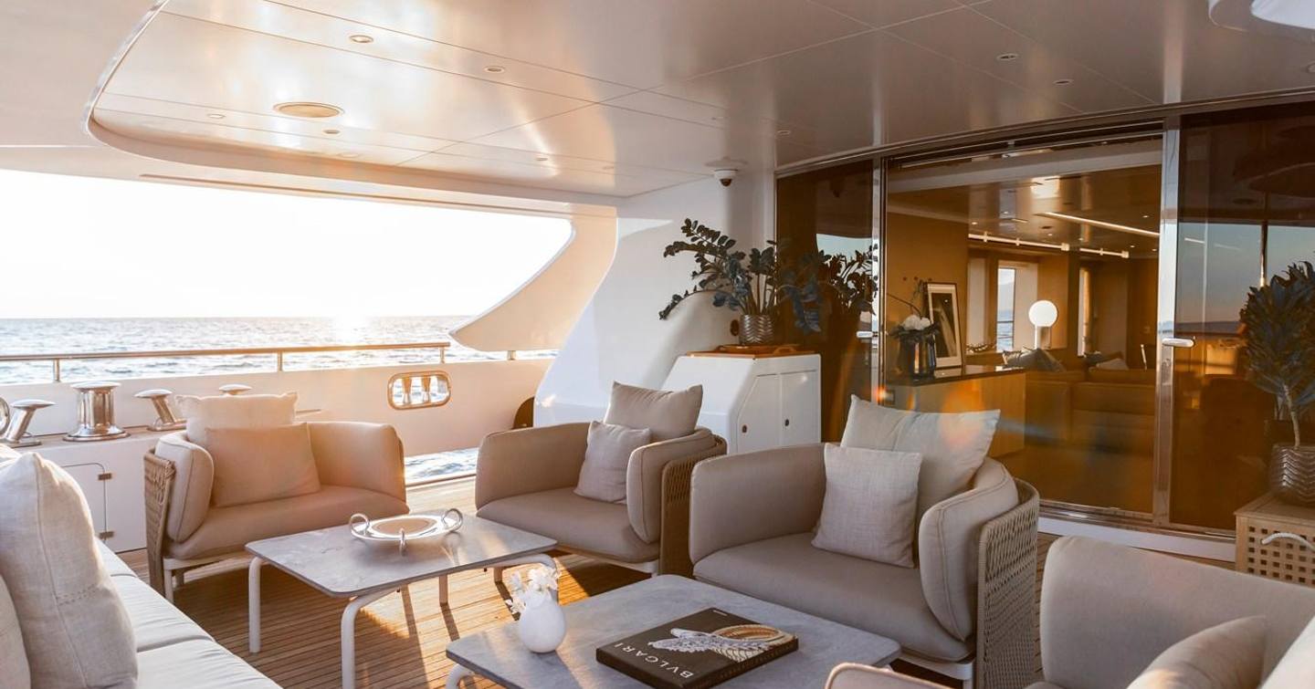Benetti Classic Supreme 132' yacht Alegre aft deck lounge 