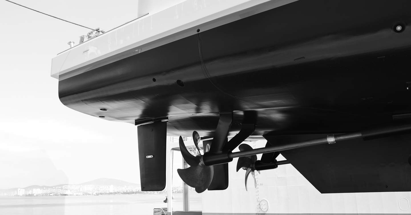 Close up of superyacht Serenissima II propulsion system