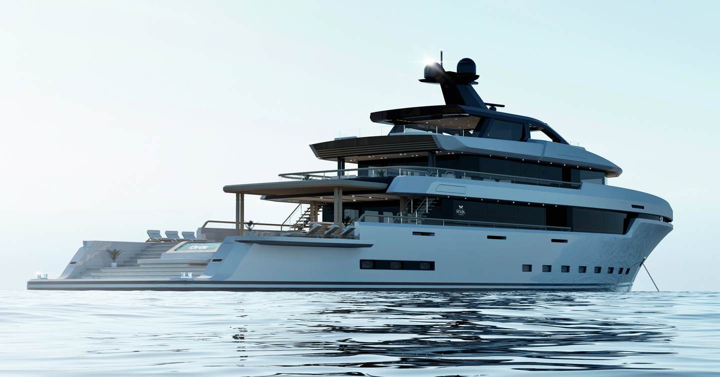 Rendering of superyacht Project Orca at anchor 