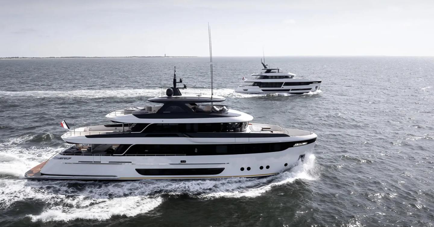 Superyacht Lalabe and superyacht One cruising