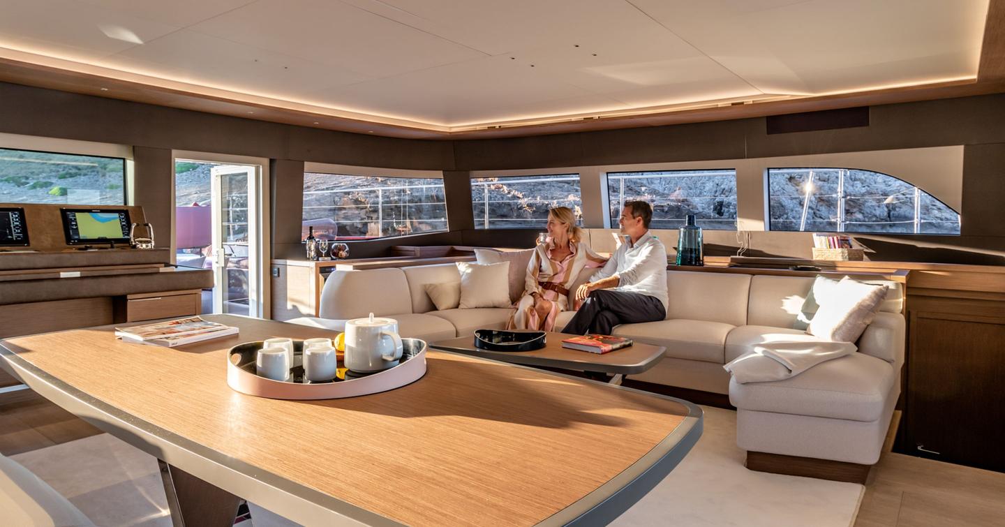 salon of Lagoon Sixty7 power catamaran