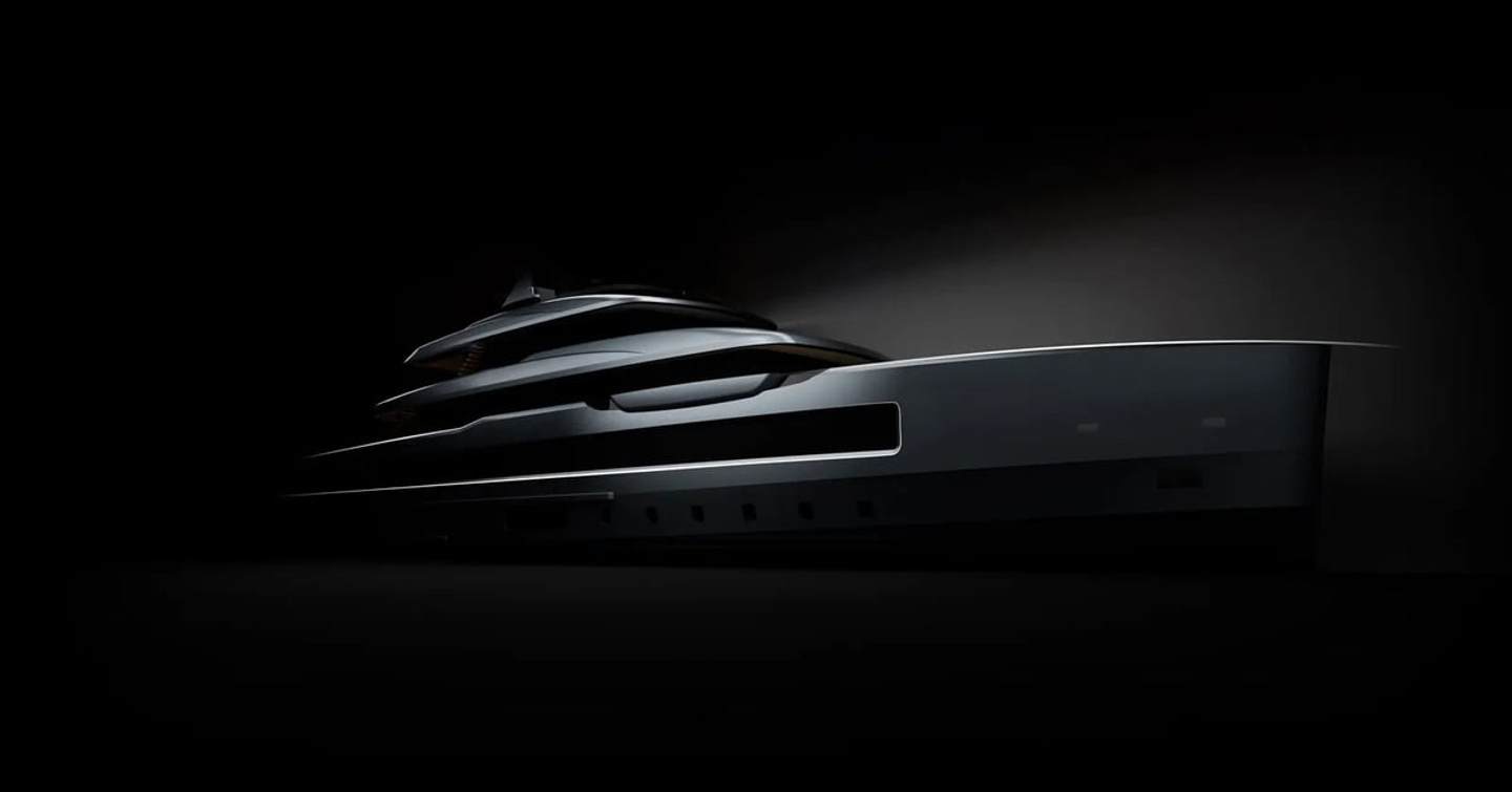 Black and white sketch of Tankoa Superyacht Project Dream