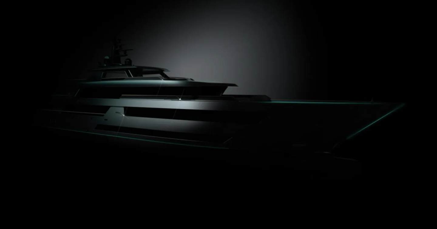 Sketch of Riva 70Metri superyacht in black and white 