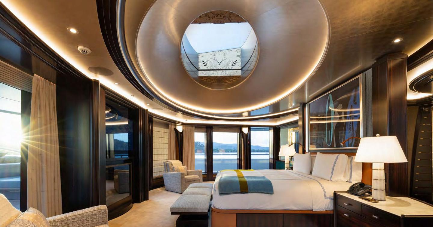 Lürssen superyacht Whisper master cabin with large windows 